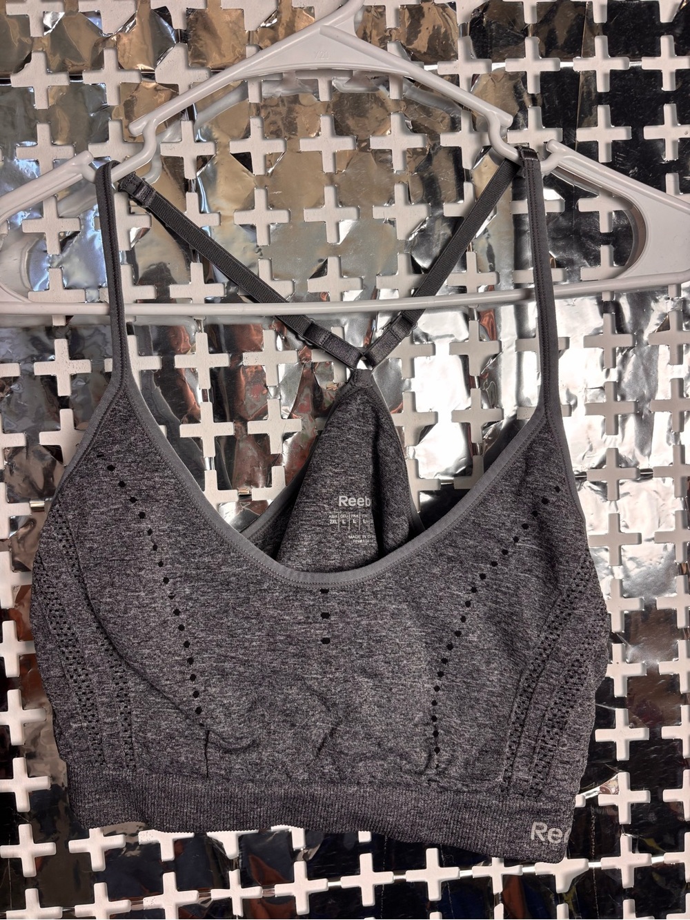 Reebok Heather Gray Seamless Racerback Sports Bra
